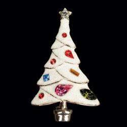 Brosche Weihnachtsbaum gro wei-multi