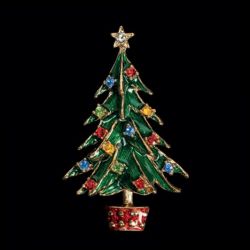Brosche Weihnachtsbaum bunt