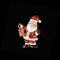 Brosche Weihnachtsmann mit Laterne
